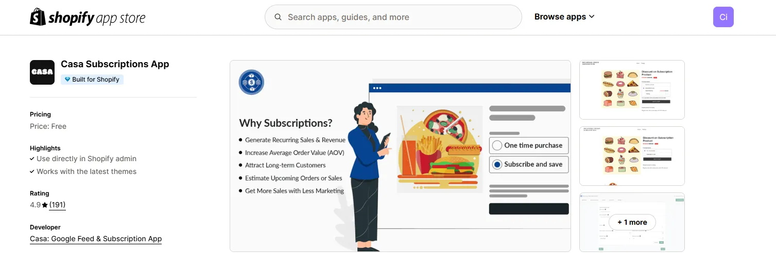 4. Casa Subscriptions App